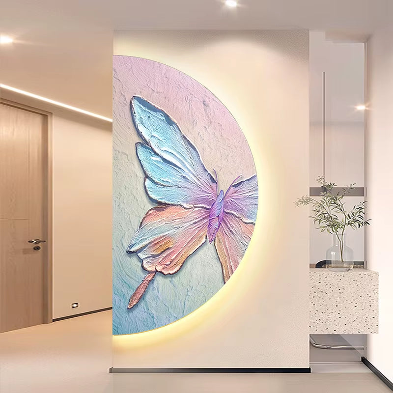 Modern Butterfly LED Crystal Porcelain Wall Lamp Corridor Foyer Living Room Home Creative Decoration Lustre Lighting Mural Light