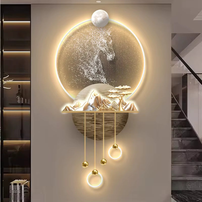 Elk Entrance Foyer Decoration Luxury LED Lights Hanging Painting for Corridor High-End Living Room Modern Atmosphere Mural Lamp