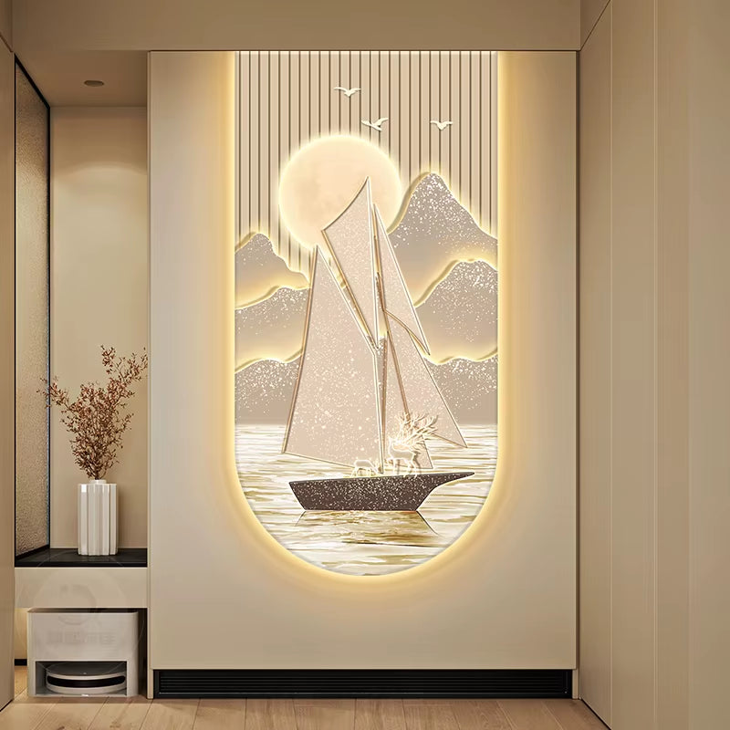 Modern LED Wall Light for Corridor Foyer Living Room Bedroom Hotel Room Decoration Mountain Hanging Painting Lighting Mural Lamp