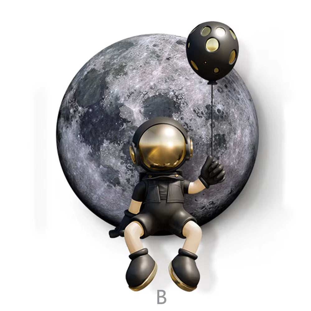 Astronaut Lunar Planet Mural Wall Lamp with Plugcable Children'S Living Room Corridor Daycare Center Large Hanging Painting Lamp