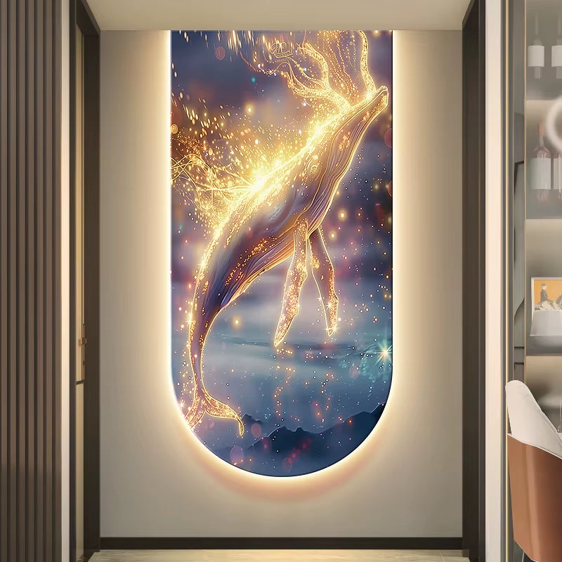 Wall Lamp Ocean Waves Entrance Whale Decoration Light Painting Corridor Hanging Painting Light Sea Home Living Room Mural Light