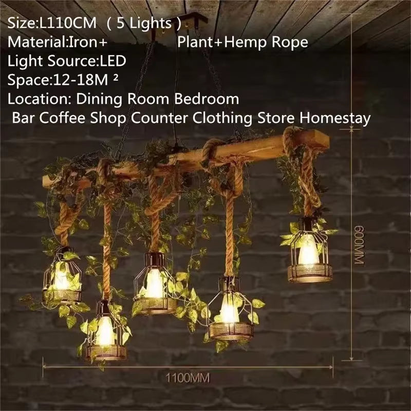 TEMOU American Country Pendant Lamp Retro Creativity Plant Music Restaurant Cashier Counter Bar Cafe Milk Tea Shop Chandelier