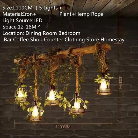 TEMOU American Country Pendant Lamp Retro Creativity Plant Music Restaurant Cashier Counter Bar Cafe Milk Tea Shop Chandelier