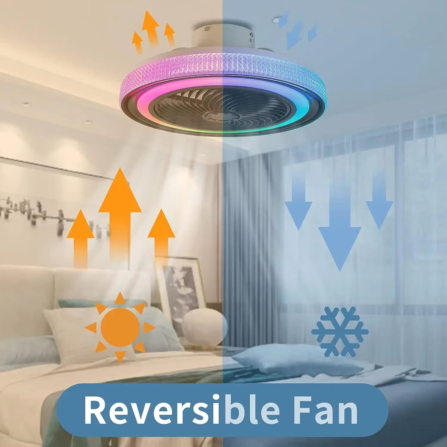 51CM Ceiling Fan with Led Light Remote Control Smart Bluetooth Speaker Chandelier Sealing Fan Lamp Ventiliator for Home Lighting