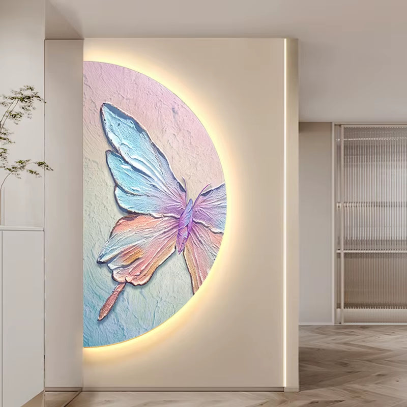 Modern Butterfly LED Crystal Porcelain Wall Lamp Corridor Foyer Living Room Home Creative Decoration Lustre Lighting Mural Light