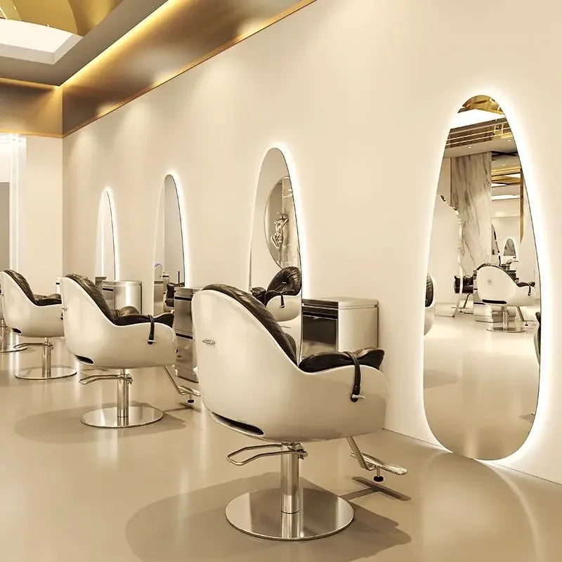 Barbershop Hairdressing LED Mirror Shaped Multi-Lateral Hanging Single-Sided