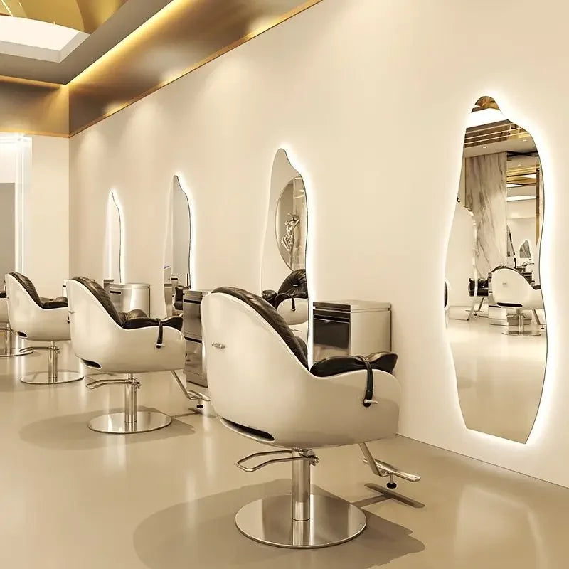 Barbershop Hairdressing LED Mirror Shaped Multi-Lateral Hanging Single-Sided