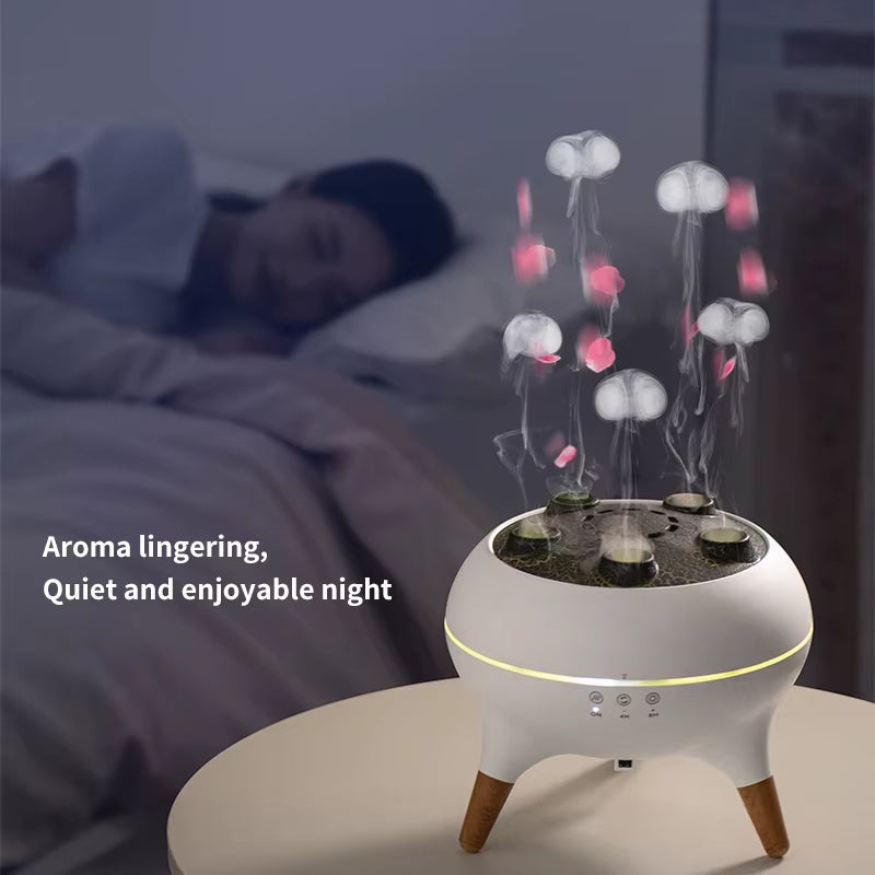 5 Spray Ports Jellyfish Air Humidifier Desktop Aroma Diffuser Follow Sounds Spray Mist Maker Fogger Aroma Essential Oil Diffuser