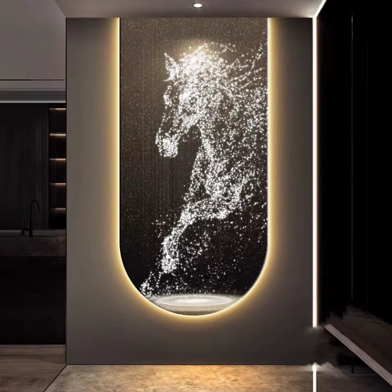 New Led Crystal Porcelain Horse Wall Mural Lamp