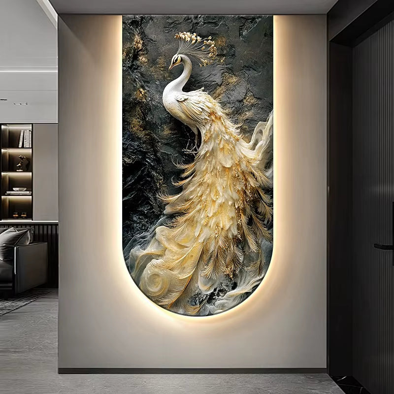 Entrance Door Foyer Decoration Creative Wall Lamp Painting Abstract Corridor End Living Room Lobby Reindeer Led Hanging Painting