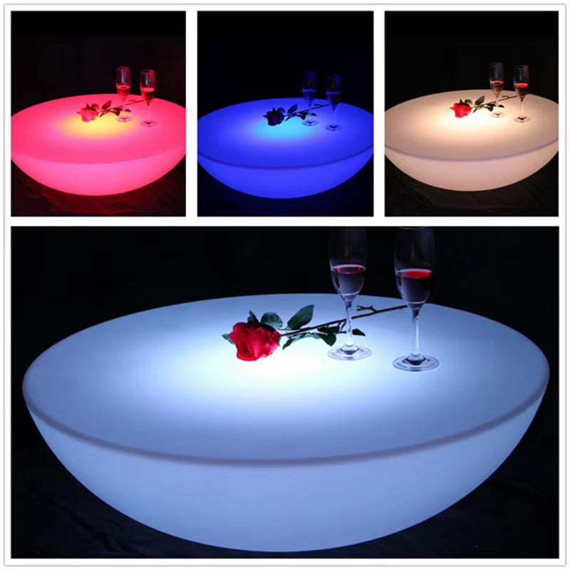 ,Led Illuminated Furniture, Waterproof Coffee Bar Table, Rechargeable, SK-LF17, D66 X H22Cm, Home Party,1Pc