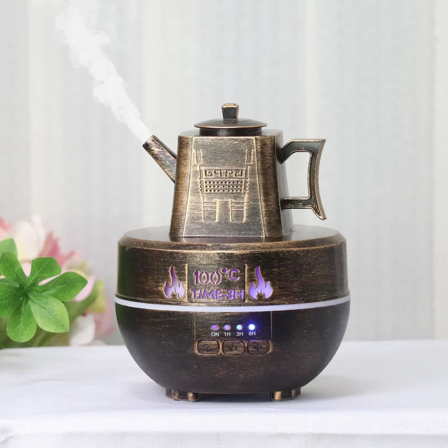 Aroma Diffuser Kettle Automatic Small Humidifier Hotel Air Fresh Essential Oil Timing Colorful Lights Diffuser