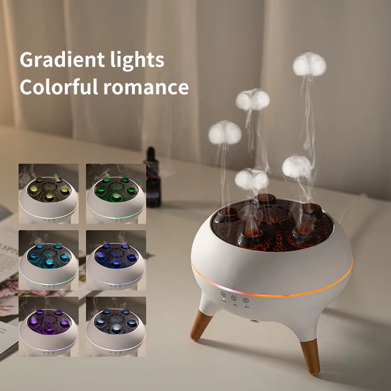 5 Spray Ports Jellyfish Air Humidifier Desktop Aroma Diffuser Follow Sounds Spray Mist Maker Fogger Aroma Essential Oil Diffuser