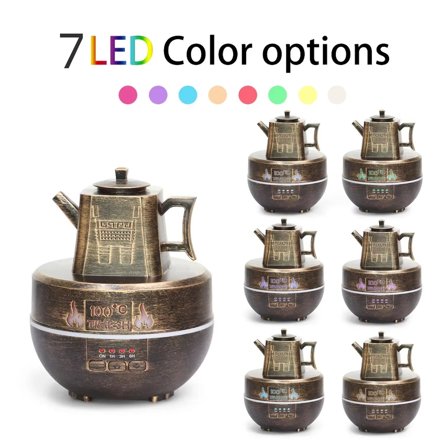 Aroma Diffuser Kettle Automatic Small Humidifier Hotel Air Fresh Essential Oil Timing Colorful Lights Diffuser