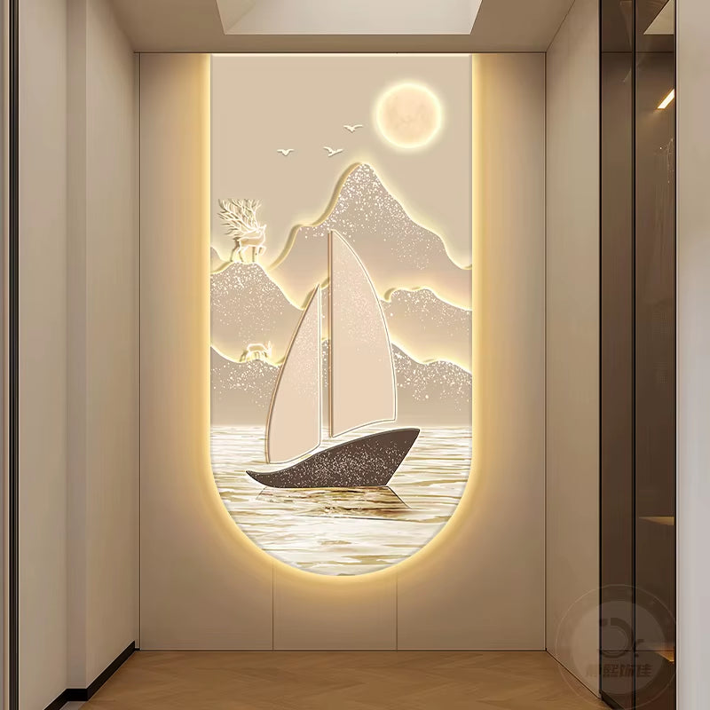 Modern LED Wall Light for Corridor Foyer Living Room Bedroom Hotel Room Decoration Mountain Hanging Painting Lighting Mural Lamp