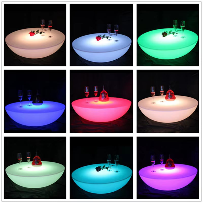 ,Led Illuminated Furniture, Waterproof Coffee Bar Table, Rechargeable, SK-LF17, D66 X H22Cm, Home Party,1Pc